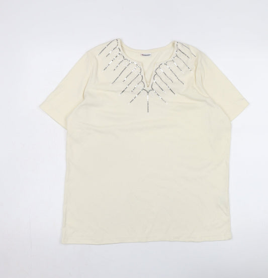 Womens UK Size 14 Damart Ivory Basic T-Shirt