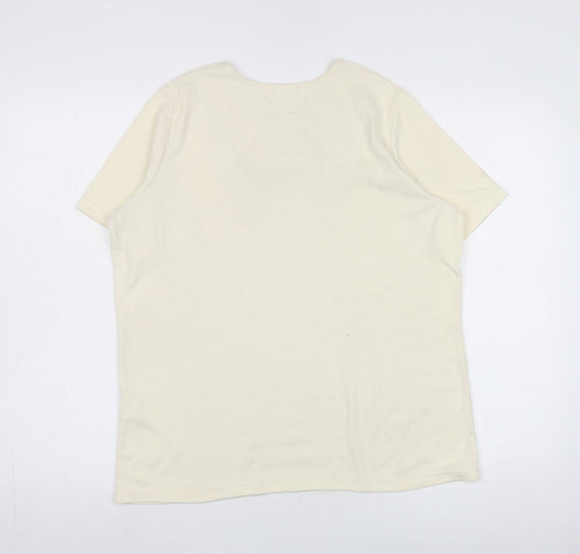 Damart Women’s Ivory Embroidered Sequin T-Shirt – Size 14