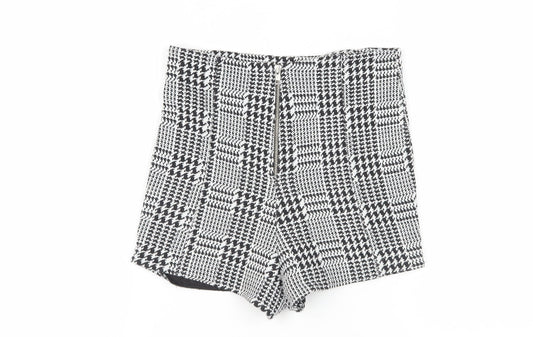 River Island Women's Black Houndstooth Shorts UK 12