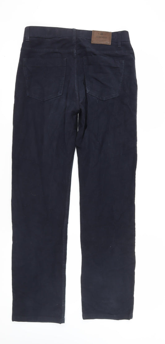 Marks and Spencer Men's Blue Straight Trousers Size 32