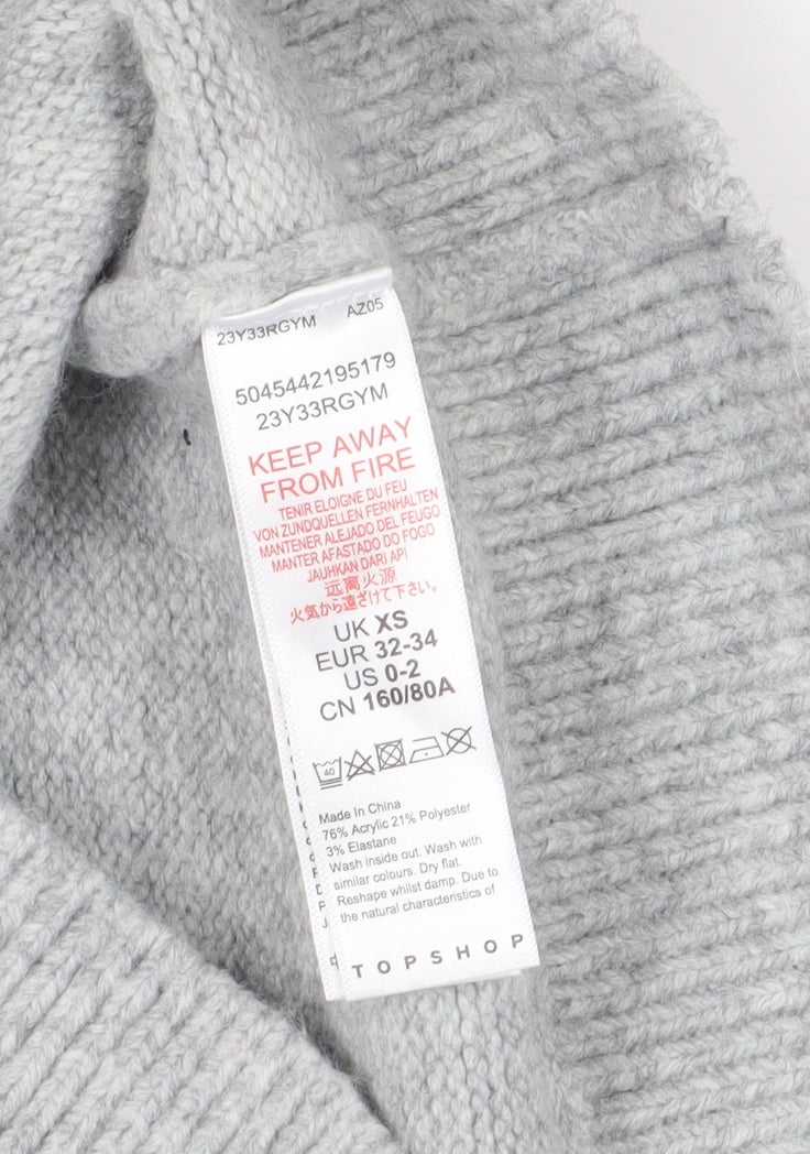 Womens UK Size XS Topshop Grey Jumper Jumper