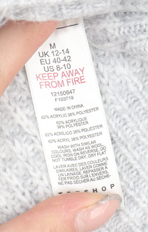 Womens UK Size M Topshop Grey Pullover Jumper