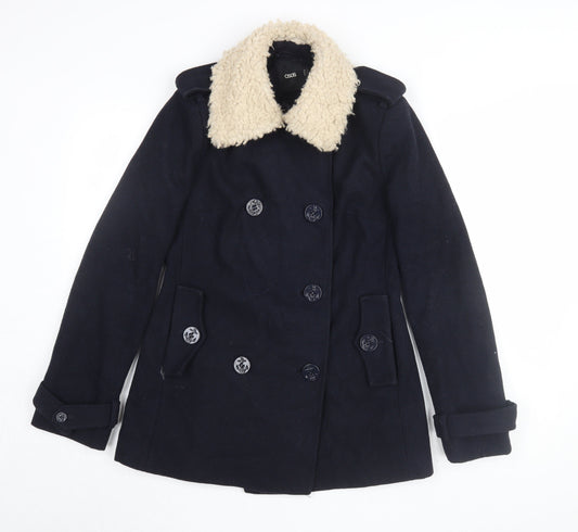 Additional front view of ASOS Women's Black Wool Pea Coat, size 8