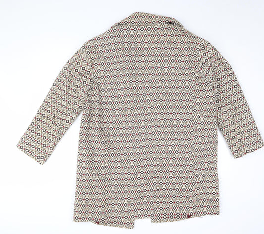 MNG Women's Multicoloured Geometric 3/4 Sleeve Coat Size 12