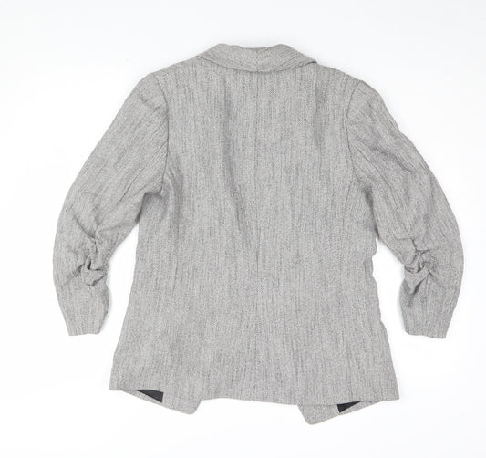 H&M Women's Grey Tweed Suit Jacket Size 10
