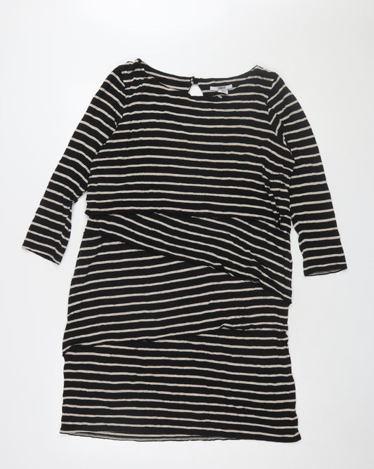 Additional front view of mamas & papas Women's Black Striped Shift Dress -, size 14