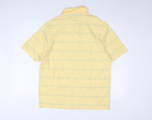 Marks and Spencer Men's Yellow Striped Polo Shirt M