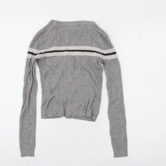 Womens UK Size M Pull & Bear Grey Cardigan Jumper
