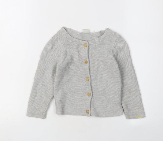 H&M Grey Unisex Toddler Cardigan, 24 Months, Cotton Knit