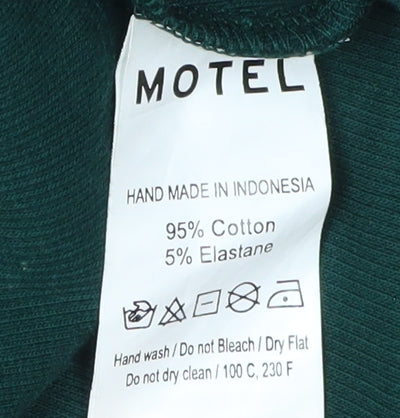 Brand and care label for Motel Rocks Green Collared Cropped Polo - M