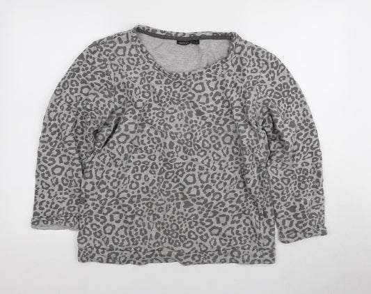 ESMARA Women's Grey Animal Print Pullover Sweatshirt