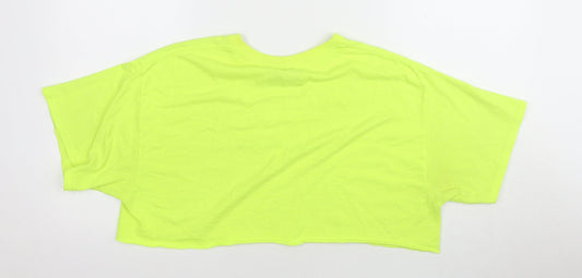 Pretty Little Thing Women's Green Cotton T-Shirt M