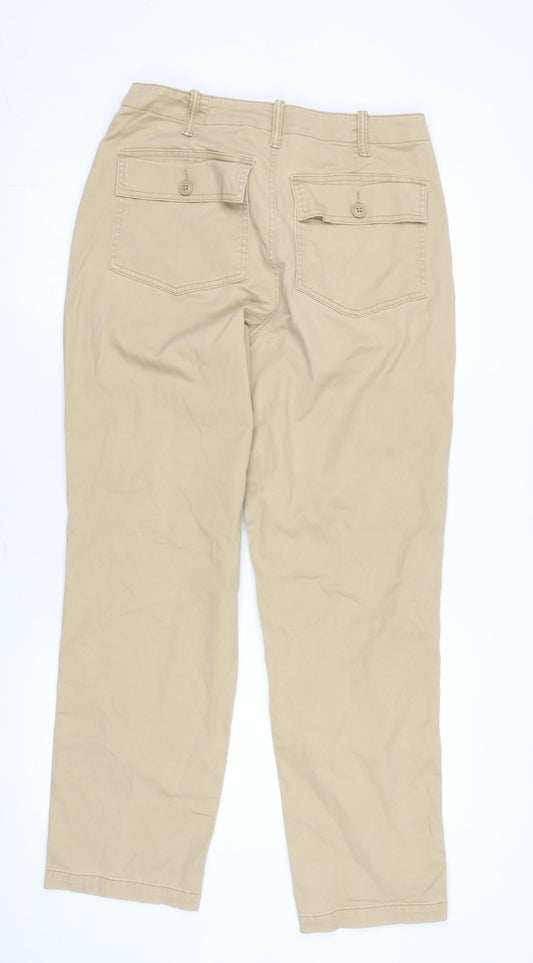 Womens UK Size 12 Lands' End Regular Fit Chino Beige Trousers