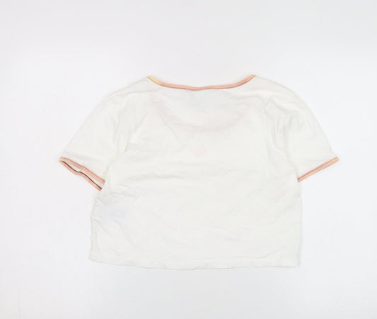 Womens UK Size 16 adidas White Cropped T-Shirt