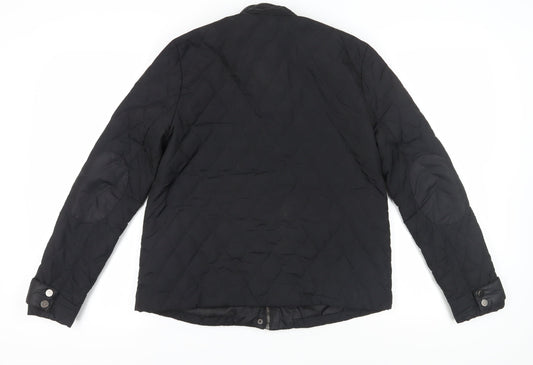 Womens UK Size 10 H&M Black Quilted Coat