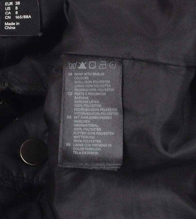 Womens UK Size 10 H&M Black Quilted Coat