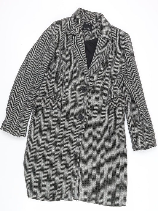 Womens UK Size 8 Bershka Grey Overcoat