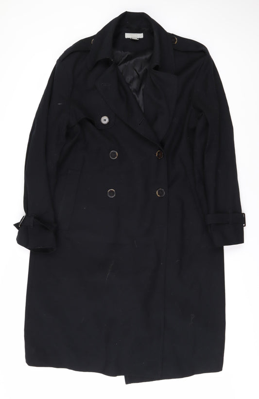 Womens UK Size 6 H&M Black Trench Coat Coat