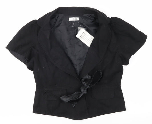 Womens UK Size 12 Look Black Wrap Blouse
