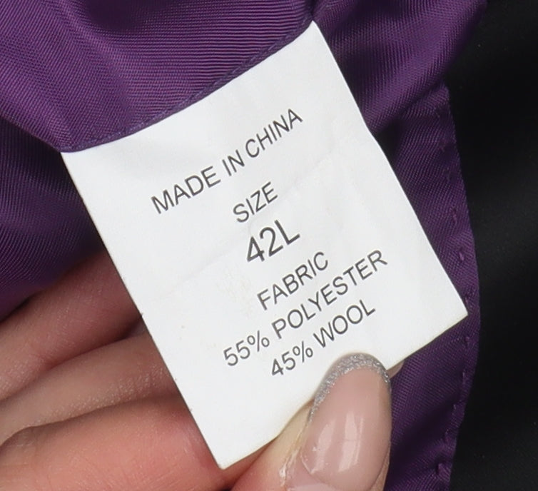 Mens UK Size 42 Charlton Gray Regular Black Suit Tuxedo