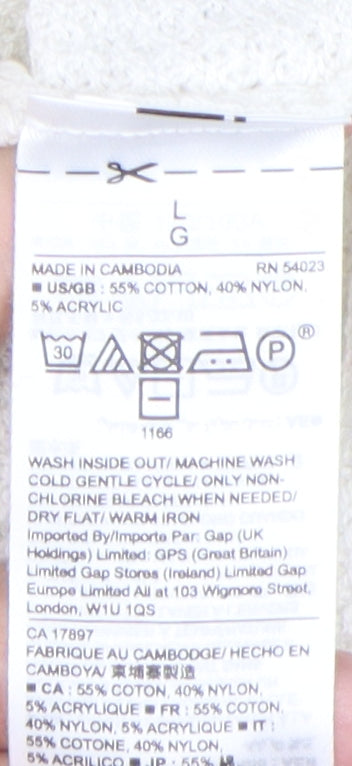 GAP Women's White V-Neck Pullover Jumper, L