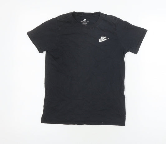 Additional front view of Nike unisex black cotton basic t-shirt, size M, casual wear