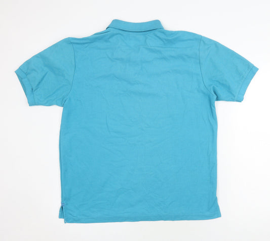 Slazenger Men's Blue Polo Shirt L Solid Collared Logo