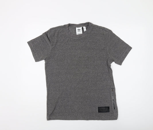 Additional front view of Adidas Men's Grey T-Shirt, size M, Crew Neck, Logo Accent