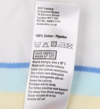 BHS Men's Multicoloured Striped Polo L