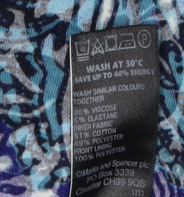 Womens UK Size 14 Marks and Spencer Blue Basic T-Shirt