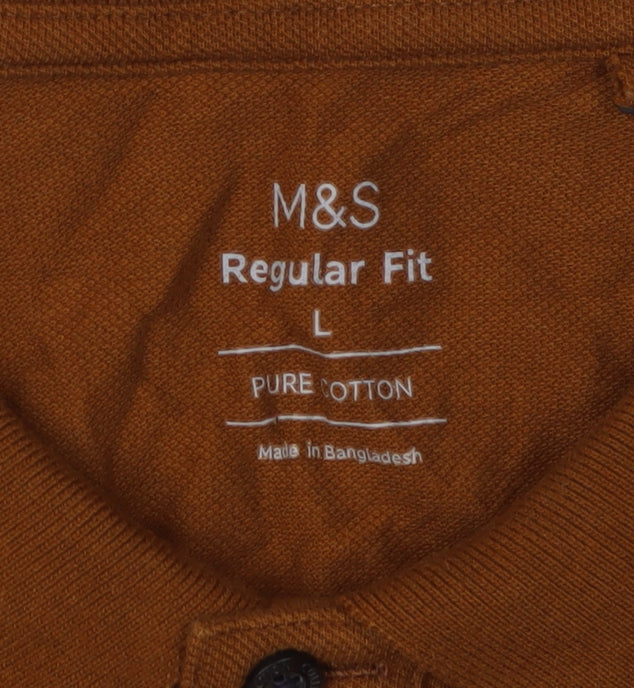 Marks and Spencer Men's Brown Polo L Regular Fit
