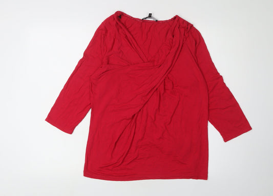 Womens UK Size 16 Debenhams Red Wrap Blouse