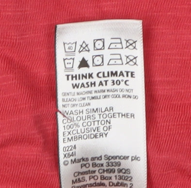 Womens UK Size 10 Marks and Spencer Red Basic T-Shirt