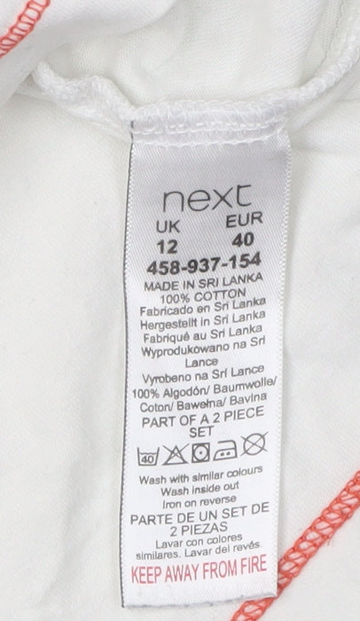 Womens UK Size 12 NEXT White Ringer T-Shirt