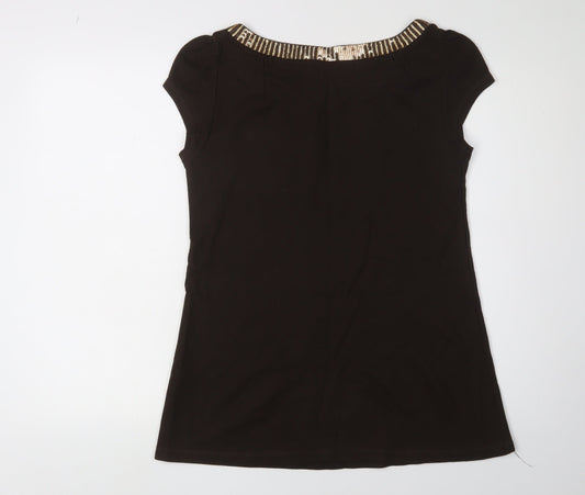 H&M Women's Black Sequin T-Shirt Size 14 Regular Fit