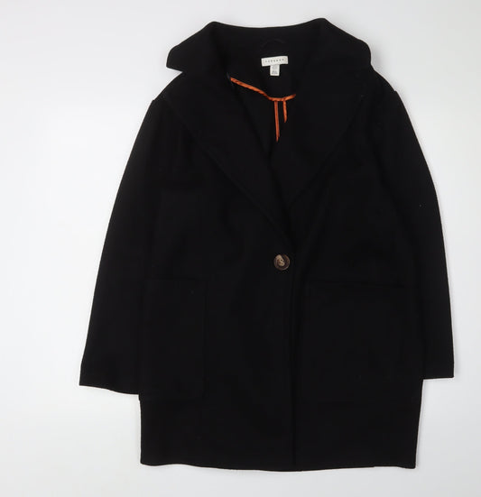 Womens UK Size 8 Topshop Black Overcoat