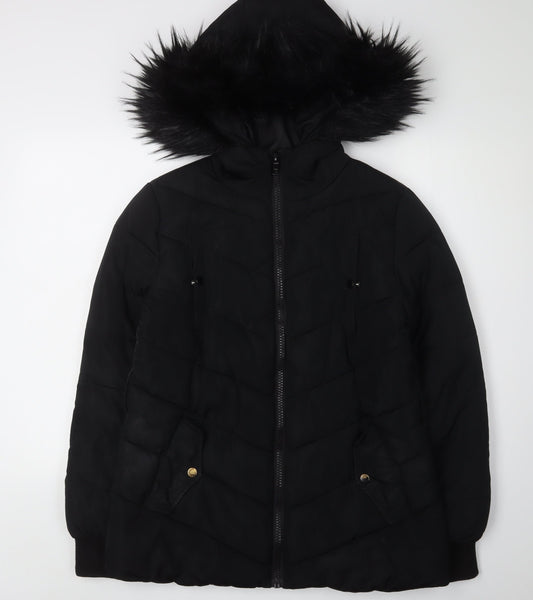 Womens UK Size 10 Miss Selfridge Black Puffer Jacket