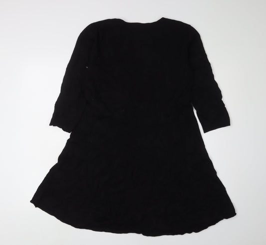 H&M Women's Black Shift Dress, Size L, 3/4 Sleeve