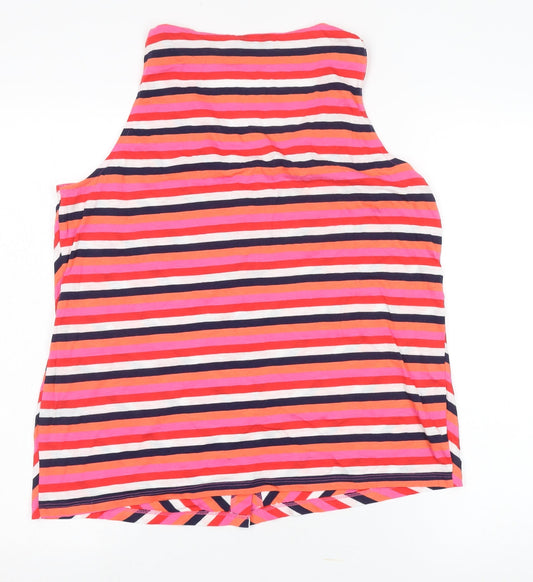 M&Co Women's Pink Striped Button-Up Tunic Size 14