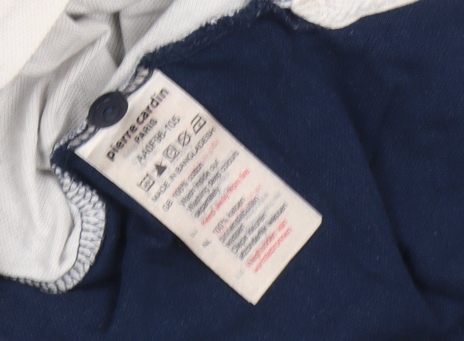 Pierre Cardin Men's Blue Colourblock Polo, Size L