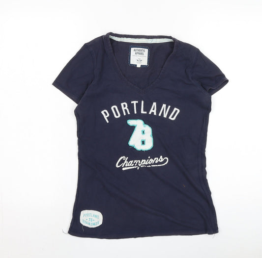 Womens UK Size 12 Denim Co Blue Basic T-Shirt