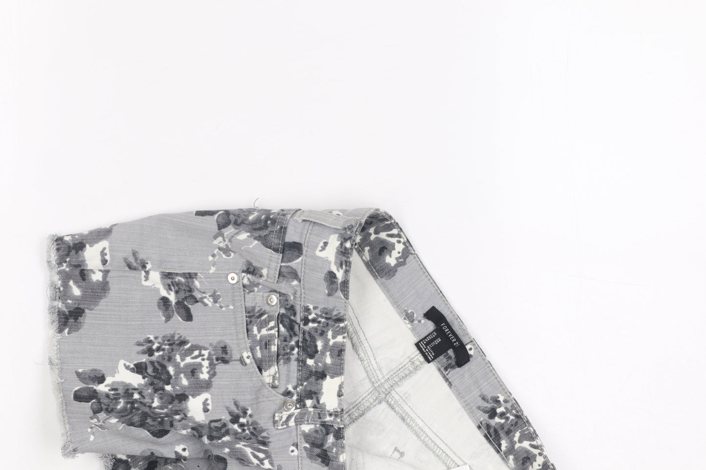 Forever 21 Women's Grey Floral Cut-Off Shorts