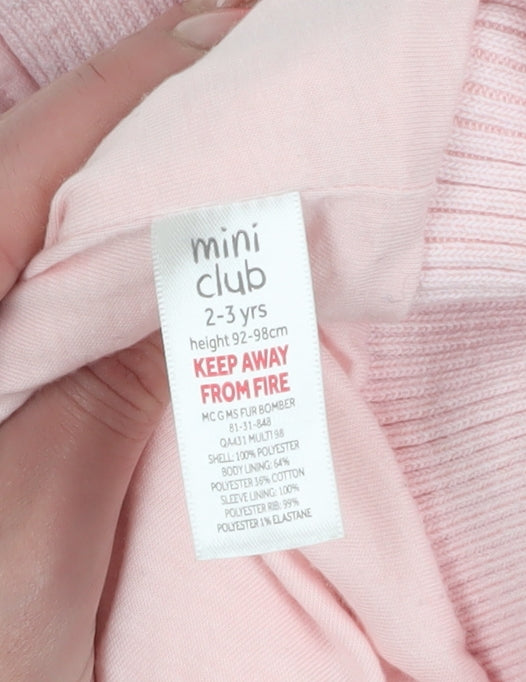 Mini Club Girls Pink Bomber Jacket, Size 2-3 Years