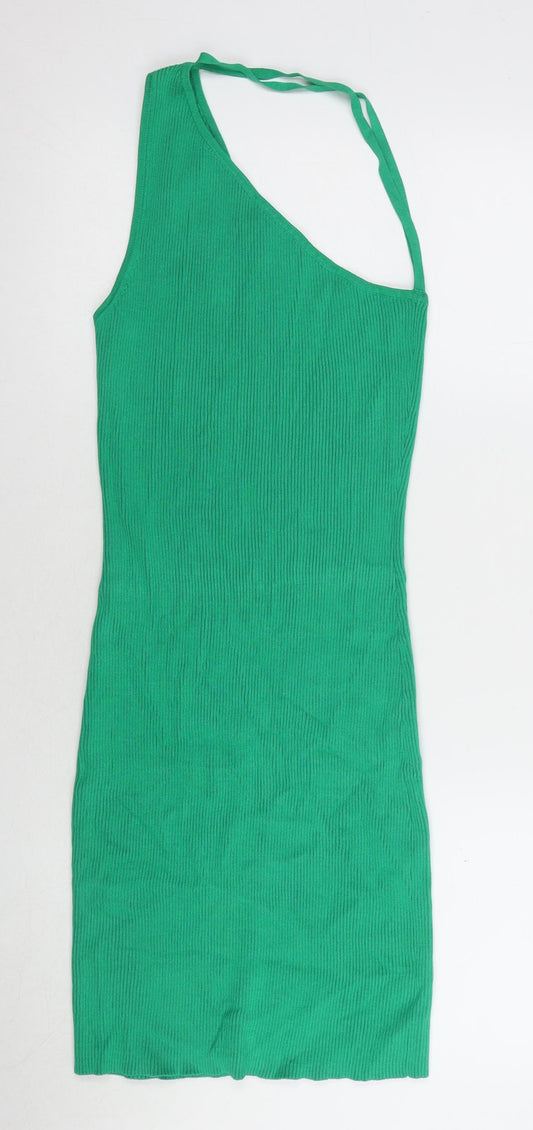 Additional front view of Collusion Green Slip Dress UK 14 - Lightweight Summer Wear