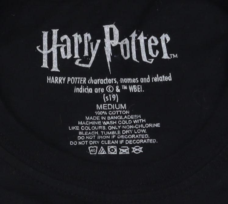 Unisex Adults UK Size M Harry Potter Black Basic T-Shirt