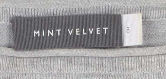 Womens UK Size 8 Mint Velvet Grey Basic T-Shirt