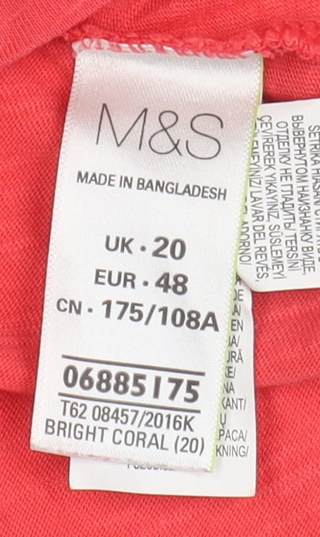 Womens UK Size 20 Marks and Spencer Pink Basic T-Shirt