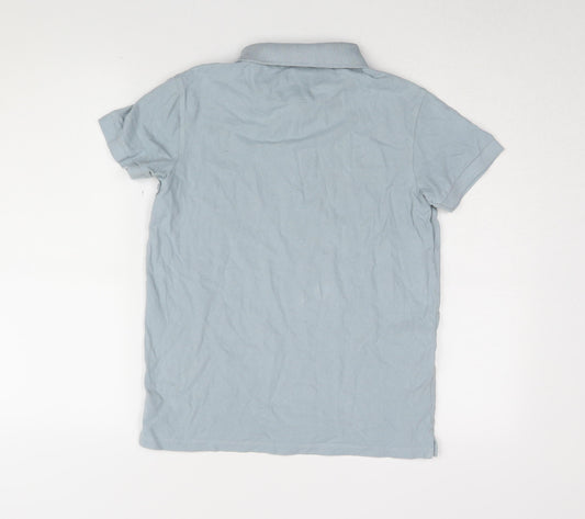 MNG Men Blue XS Polo Shirt, Short Sleeve, Cotton