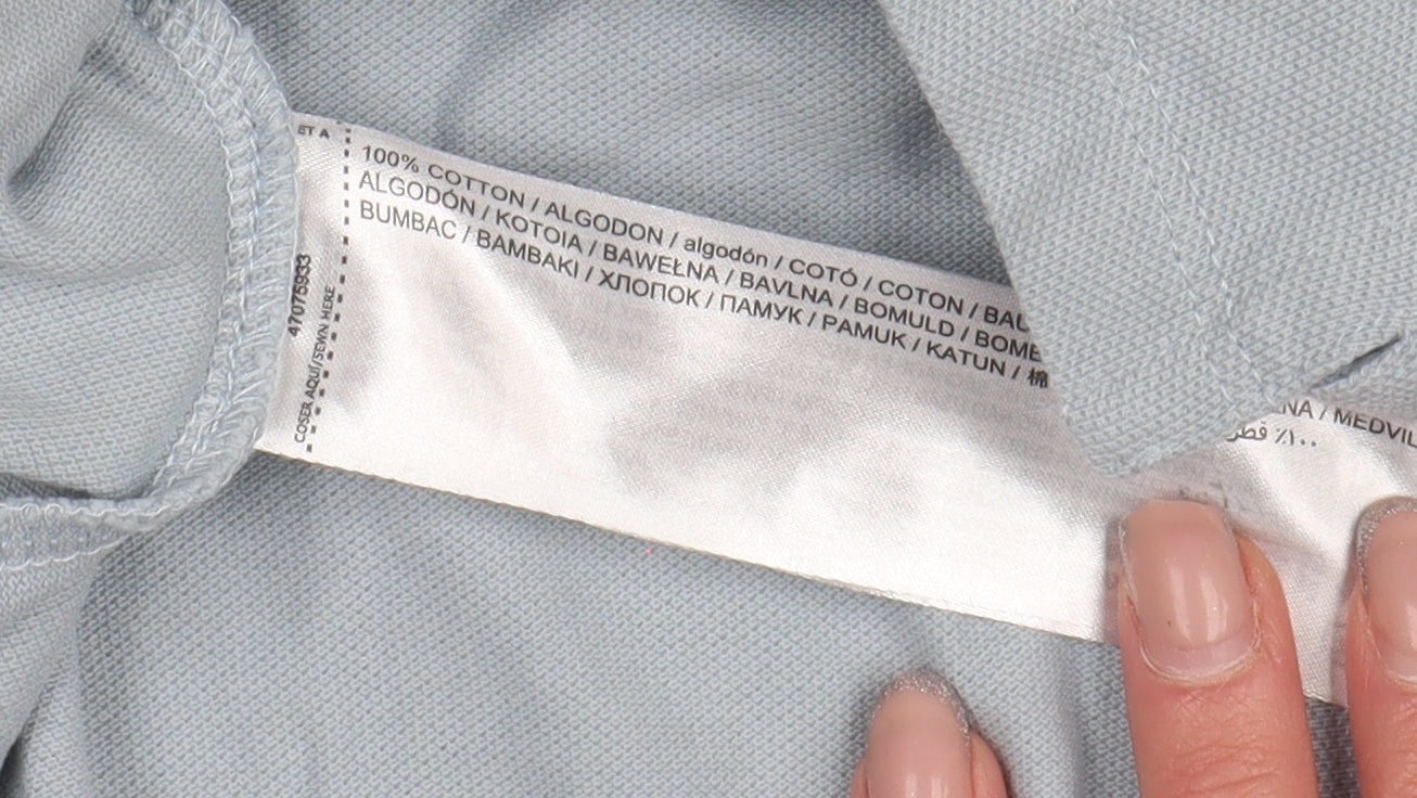 MNG Men Blue XS Polo Shirt, Short Sleeve, Cotton