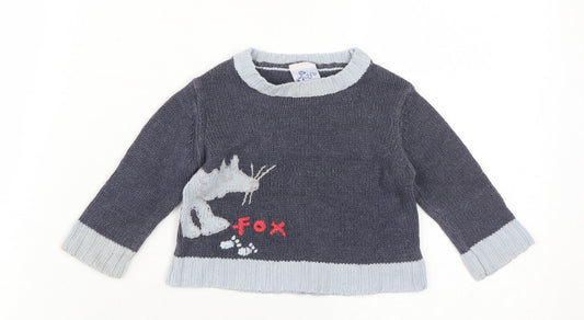 Unisex Baby Grey Knit Pullover Jumper 9-12 Months